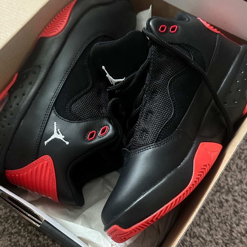 Jordan Black and Red Low-Top Retro Sneakers